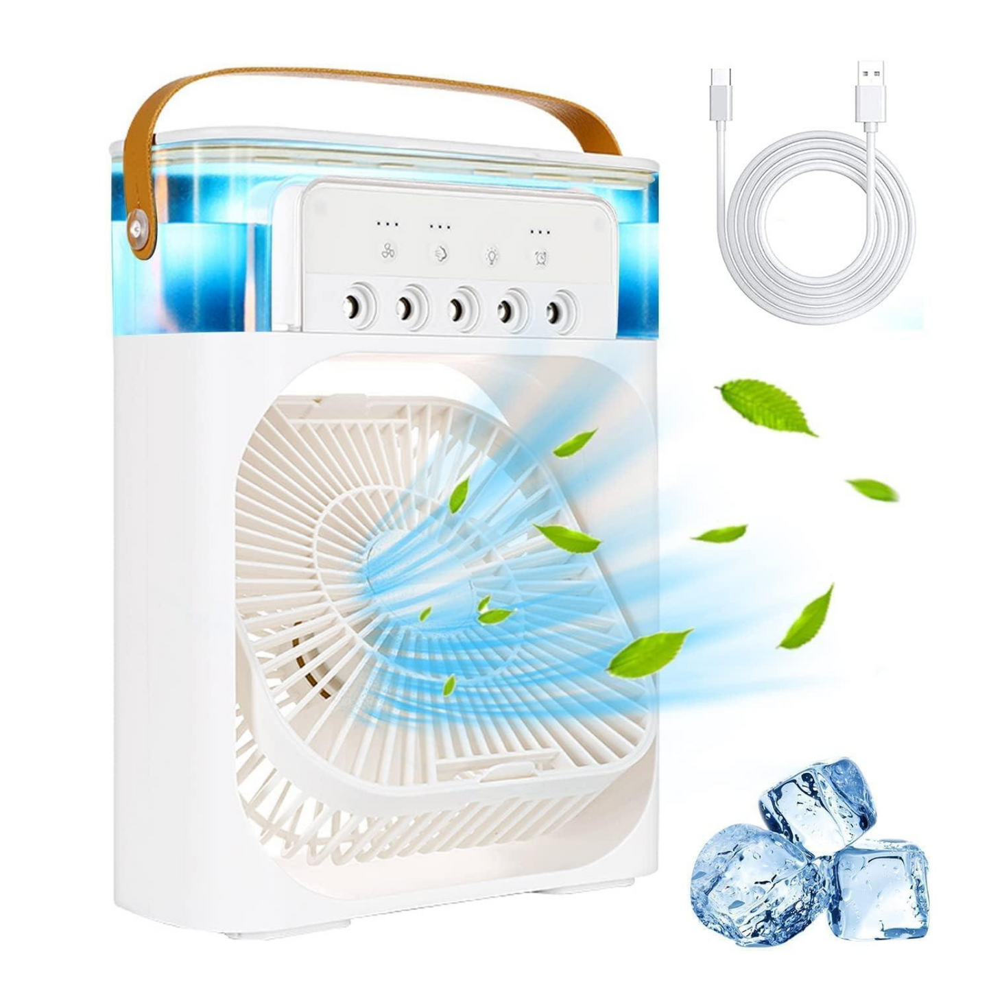 5-in-1 Mini Air Cooler & Humidifier with LED & Aroma Function (Type-C Powered)